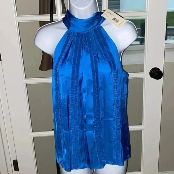 Ramy Brook Women's Sia Pleated Sleeveless High Neck Tank top - Picture 2 of 6